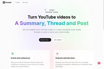 SumyAI - Get insights from Youtube 10x faster 😀 preview